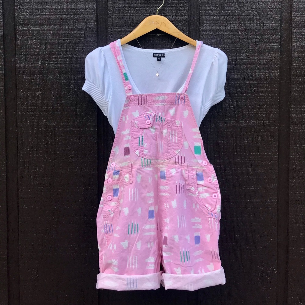 80s Pink Abstract Overalls